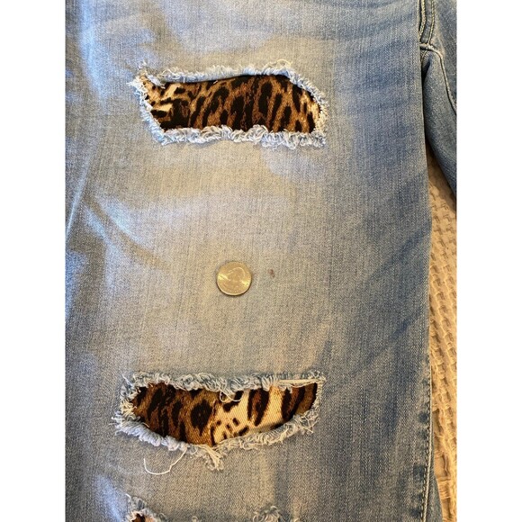 Inc denim Jeans Midrise Boyfriend Cropped Distressed w/ Tiger Print Plus 18 W - Picture 11 of 11